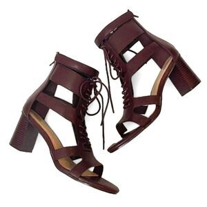 CITY CHIC "Attitude" Lace Up Block Heel - brown, NEW! Size 11 WIDE